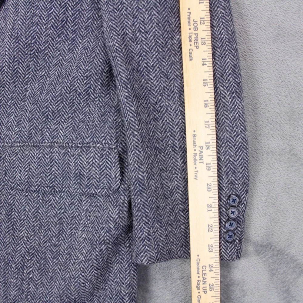 VTG Harris Tweed Lands End Mens 41R Blue Blazer Jacket Wool‎ Herringbone USA